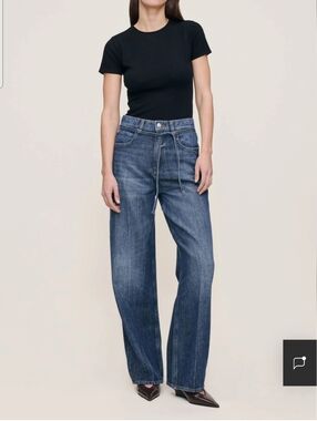 DL1961 Casie Relaxed Wide Leg 31" Jeans in Space Blue Size 24 Nwot